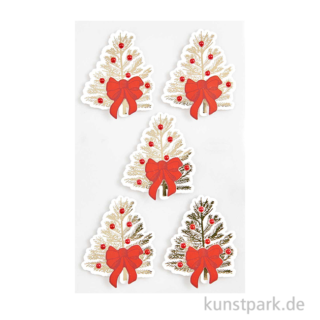 Artikelbild 1 des Artikels “3D Sticker - Tannenbäume mit Schleifen, 5 Aufkleber “