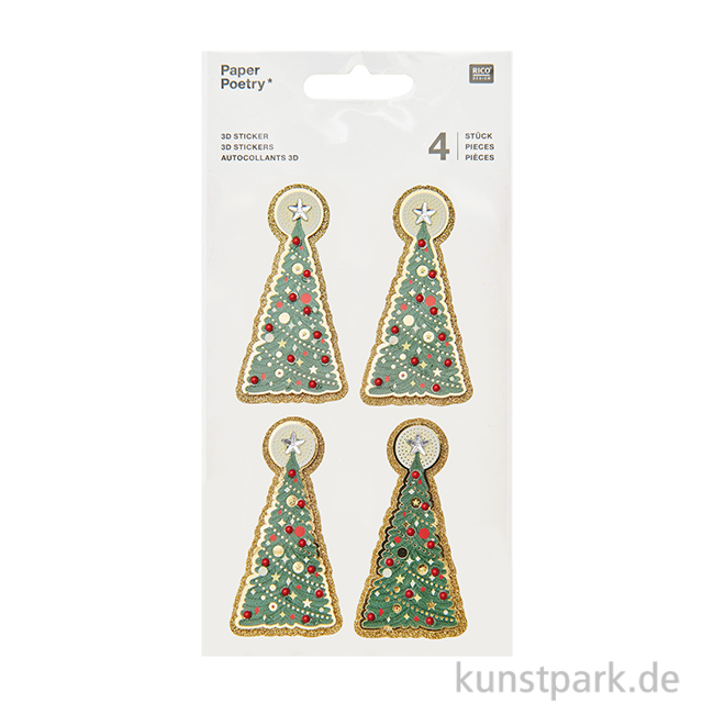 Artikelbild 1 des Artikels “3D Sticker - Weihnachtsbäume groß, 4 Aufkleber “