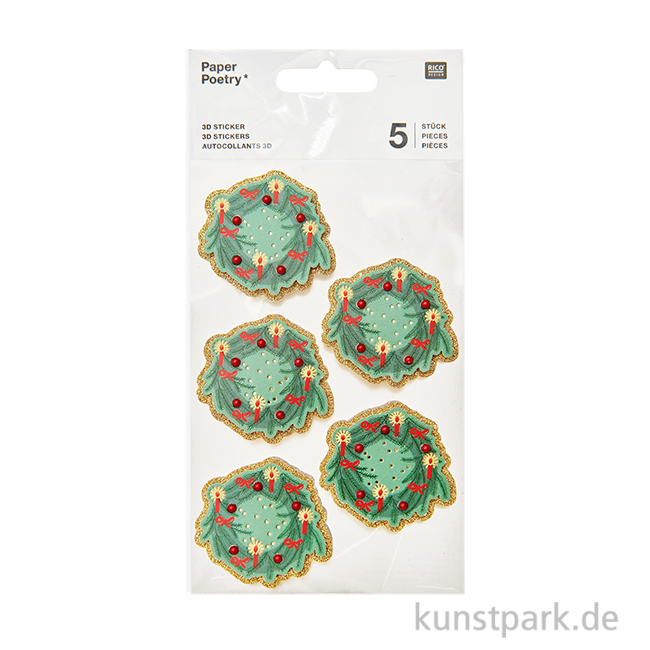Artikelbild 1 des Artikels “3D Sticker - Weihnachtskränze, 5 Aufkleber “