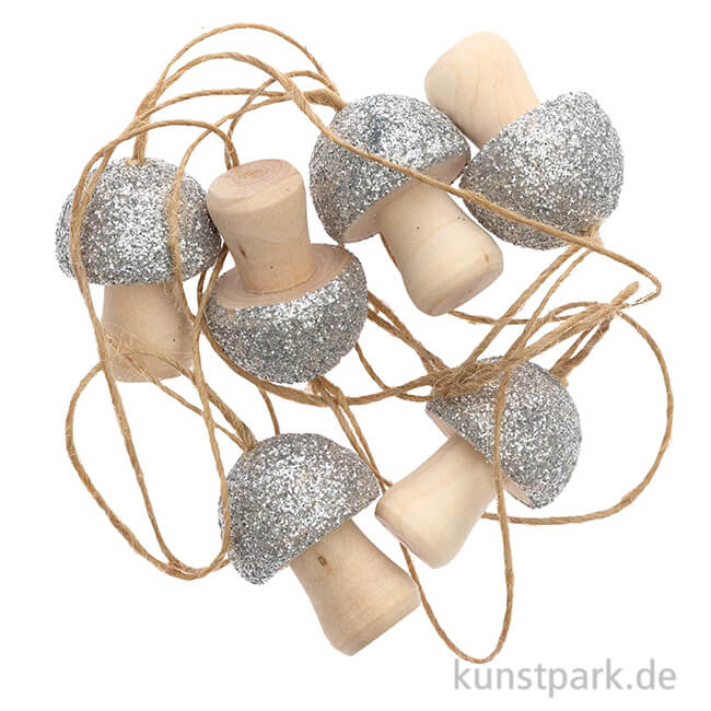 Artikelbild 1 des Artikels “Pilz als Anhänger aus Holz mit Silber-Glitter, 6 Stück “