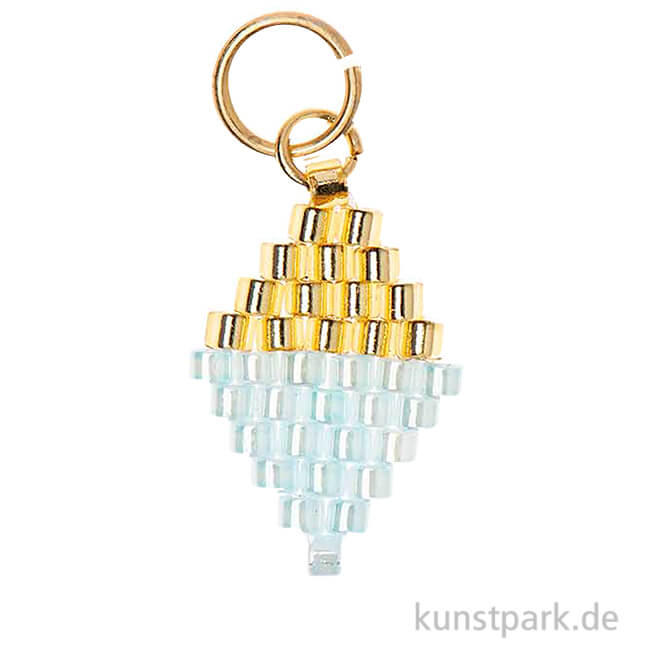 Artikelbild 1 des Artikels “Anhänger Brick-Stitch - Raute, Gold-Blau “