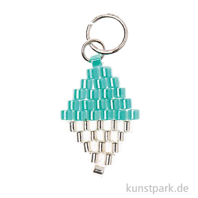 Artikelbild 1 des Artikels “Anhänger Brick-Stitch - Raute, Grün-Silber “
