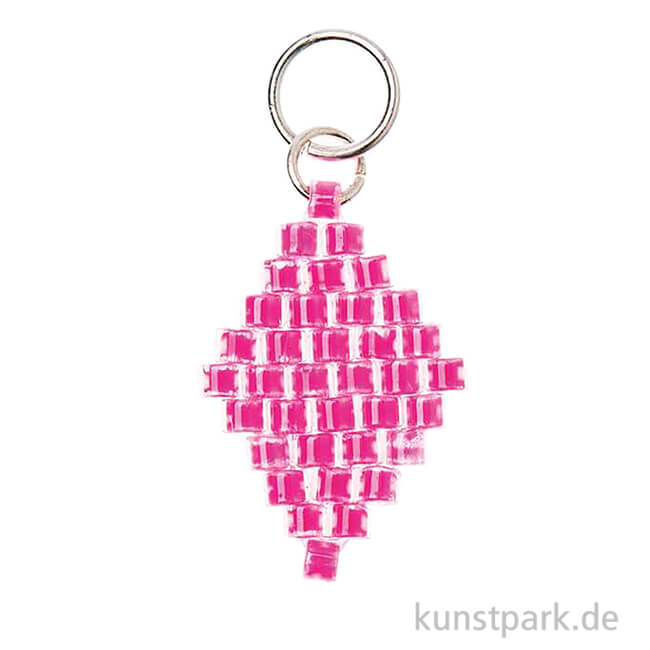 Artikelbild 1 des Artikels “Anhänger Brick-Stitch - Raute, Neon-Pink “