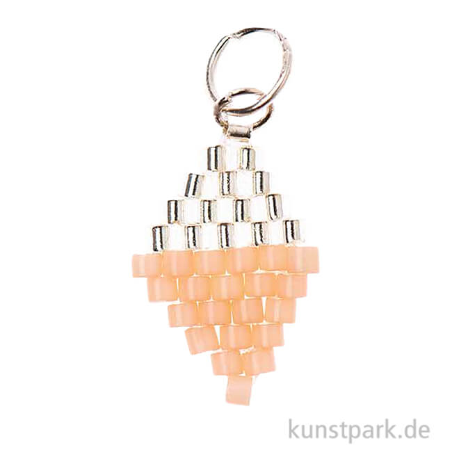 Artikelbild 1 des Artikels “Anhänger Brick-Stitch - Raute, Silber-Rosa “