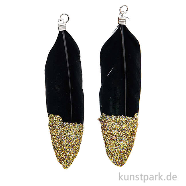 Artikelbild 1 des Artikels “Anhänger Federn - Schwarz-Gold, 2er Set “