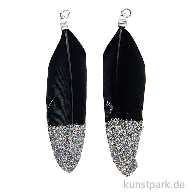 Artikelbild 1 des Artikels “Anhänger Federn - Schwarz-Silber, 2er Set “