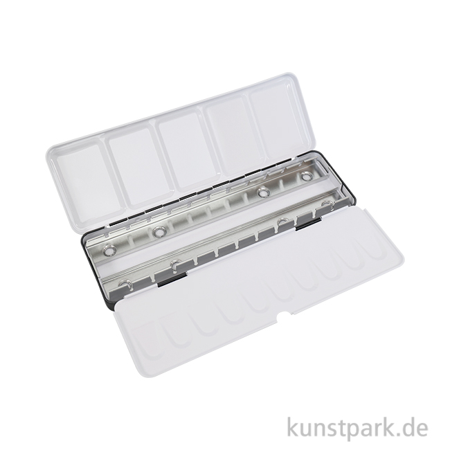 Artikelbild 1 des Artikels “Aquarell-Leerkasten aus Metall für 24 halbe oder 12 ganze Näpfe “