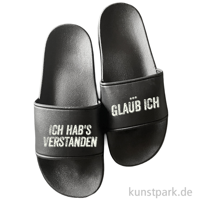 Artikelbild 1 des Artikels “Badelatschen, Schwarz, Bedruckt, Design, Ich hab's verstanden “