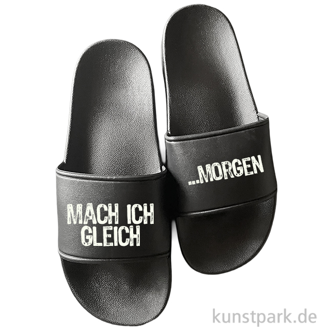 Artikelbild 1 des Artikels “Badelatschen, Schwarz, Bedruckt, Design, Mach ich gleich “