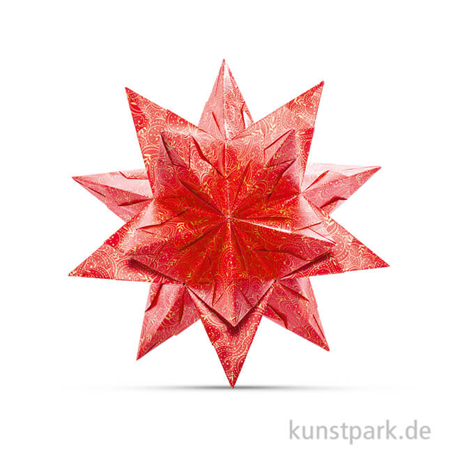Artikelbild 1 des Artikels “Bascetta-Stern Bastelset - Rot-Winterornament Gold, 90g 15 x 15 cm“