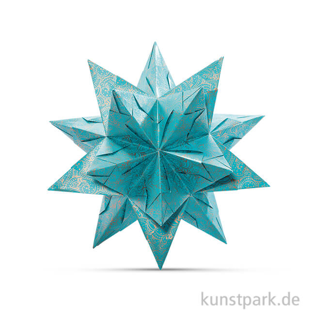 Artikelbild 1 des Artikels “Bascetta-Stern Bastelset - Türkis-Winterornament Kupfer, 90g 15 x 15 cm“