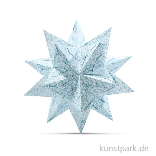 Artikelbild 1 des Artikels “Bascetta-Stern Bastelset - Weiß-Winterornament Eisblau, 90g 15 x 15 cm“
