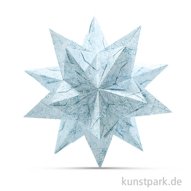 Artikelbild 1 des Artikels “Bascetta-Stern Bastelset - Weiß-Winterornament Eisblau, 90g 20 x 20 cm“