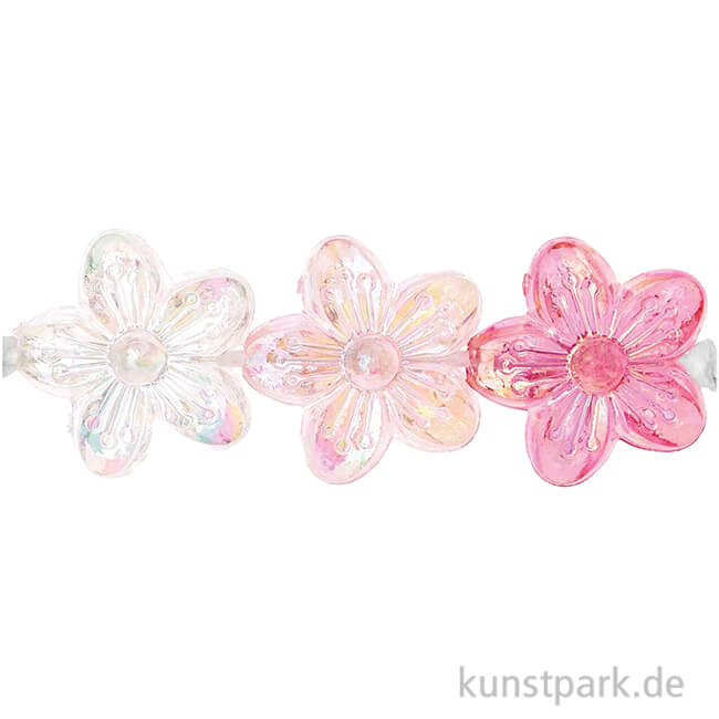 Artikelbild 1 des Artikels “Blumen Perlen, Rosa Mix, Holographisch, 15 x 15 x 7 mm, 12 Stück “