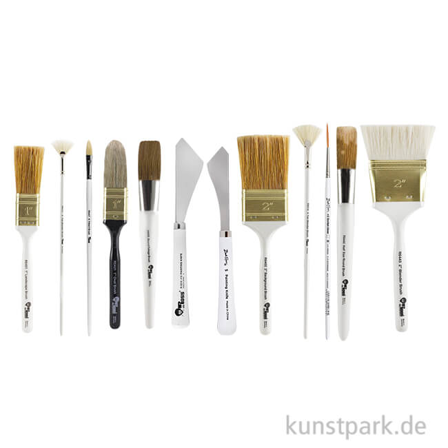 Artikelbild 1 des Artikels “Bob Ross Pinsel Set - Landschaftspinsel + Malspachtel, 12-teilig “