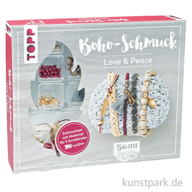 Artikelbild 1 des Artikels “Boho-Schmuckset Love & Peace mit Material für 5 Armbänder, Topp Verlag “