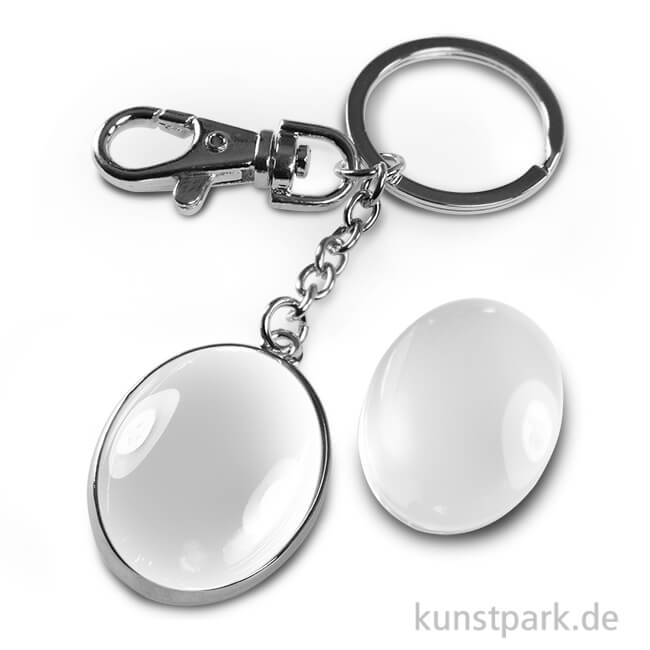 Artikelbild 1 des Artikels “Cabochon Schlüsselanhänger doppelseitig - 37x27 mm - Silber “