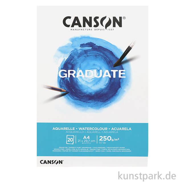 Artikelbild 1 des Artikels “Canson GRADUATE Aquarellpapier Block, DIN A4, 20 Blatt, 250 g/m², Fein “