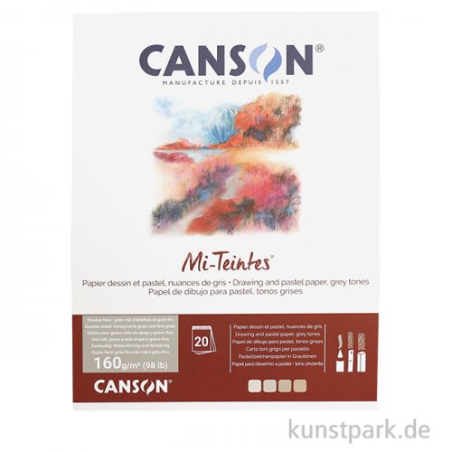 Artikelbild 1 des Artikels “Canson MI-TEINTES Pastellblock - Grautöne, 20 Blatt, 160 g/m² 24 x 32 cm“