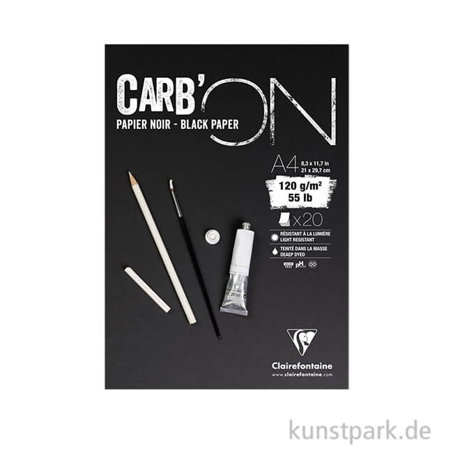 Artikelbild 1 des Artikels “Clairefontaine Carb'ON Zeichenblock - Schwarz, 120 g, 20 Blatt DIN A4“