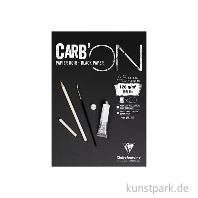 Artikelbild 1 des Artikels “Clairefontaine Carb'ON Zeichenblock - Schwarz, 120 g, 20 Blatt DIN A5“