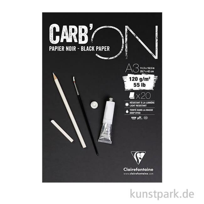 Artikelbild 1 des Artikels “Clairefontaine Carb'ON Zeichenblock - Schwarz, 120 g, 20 Blatt “