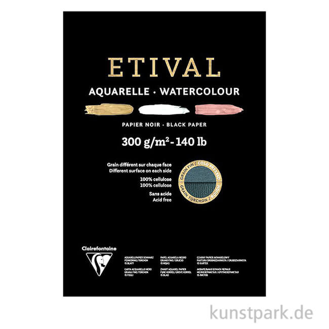 Artikelbild 1 des Artikels “Clairefontaine ETIVAL Aquarellblock - Schwarz, 300 g, 15 Blatt DIN A2“