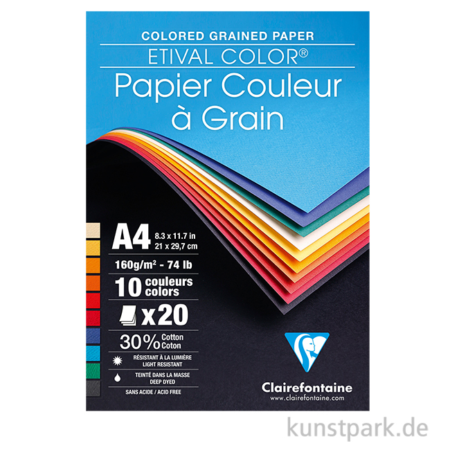 Artikelbild 1 des Artikels “Clairefontaine ETIVAL COLOR Zeichenpapier, DIN A4, 160 g/m², 20 Blatt “
