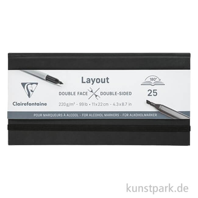 Artikelbild 1 des Artikels “Clairefontaine Layout Skizzenbuch doppelseitig, 220g, 11 x 22 cm “