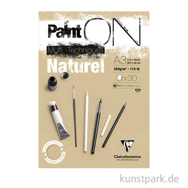 Artikelbild 1 des Artikels “Clairefontaine Paint'ON Papier - Naturel, 250 g, 30 Blatt DIN A3“