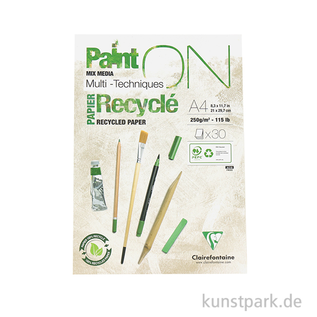 Artikelbild 1 des Artikels “Clairefontaine Paint'ON Papier Recycled, 250g DIN A4 (30 Blatt)“