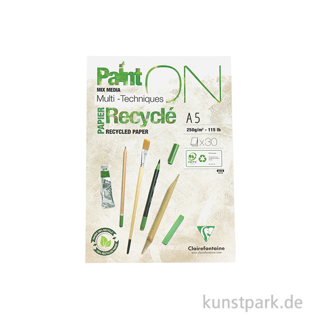 Artikelbild 1 des Artikels “Clairefontaine Paint'ON Papier Recycled, 250g DIN A5 (30 Blatt)“