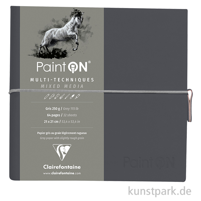 Artikelbild 1 des Artikels “Clairefontaine Paint'ON Buch - 32 Blatt, Grau, 250 g/m², 19 x 19 cm “