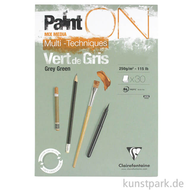 Artikelbild 1 des Artikels “Clairefontaine Paint'ON Papier - Grün-Grau, 250g, 30 Blatt “