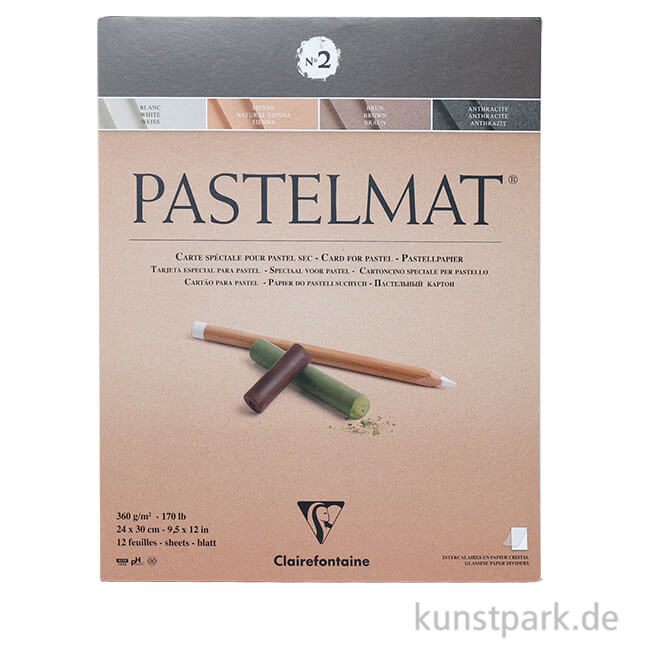 Artikelbild 1 des Artikels “Clairefontaine Pastelmat - 4-farbig Weiß, Braun, Sienna, Anthrazit, 24 x 30 cm “