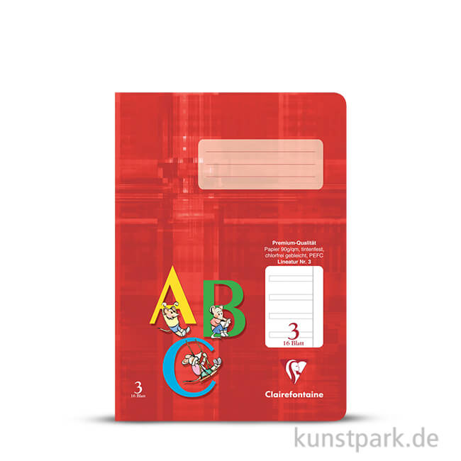 Artikelbild 1 des Artikels “Clairefontaine Schulheft DIN A5, 16 Blatt, 90g, Lin. 3, liniert mit Rand “