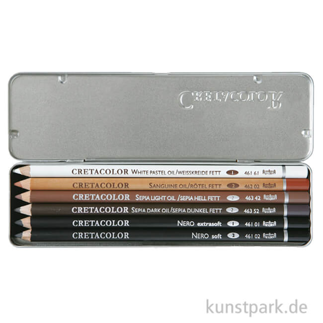 Artikelbild 1 des Artikels “Cretacolor Oil Pencils Künstlerstifte, fett - 6er Set im Metalletui “