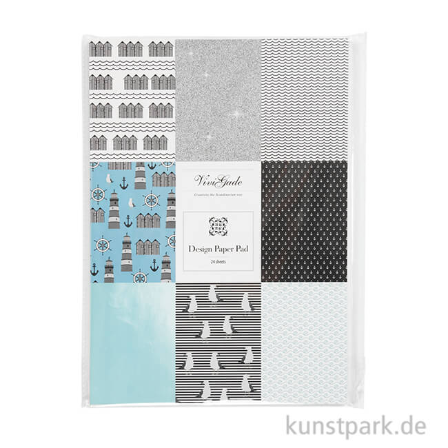 Artikelbild 1 des Artikels “Design-Papier Block - Blau-Grau-Weiß-Schwarz, 24 Blatt, 120 g “