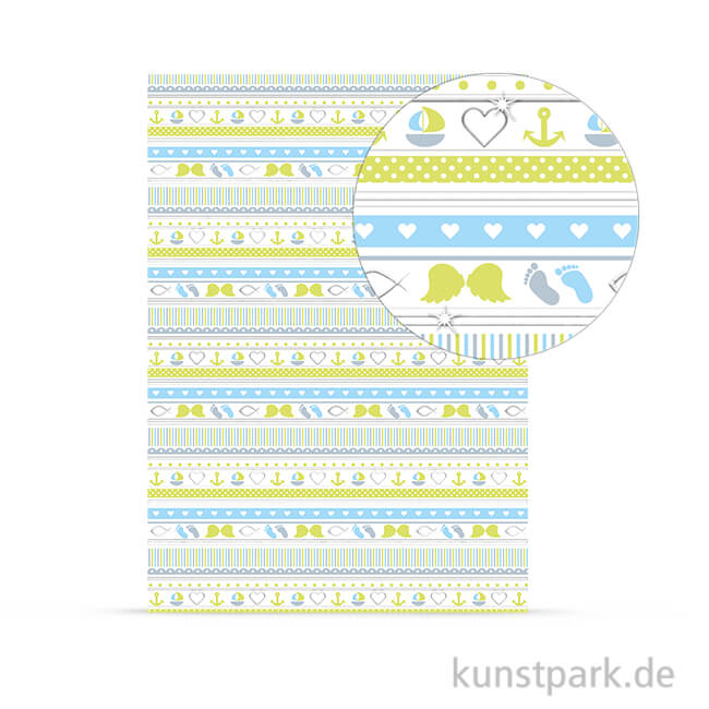 Artikelbild 1 des Artikels “Designkarton Meine Taufe - Jungen Streifen, DIN A4, 200 g “
