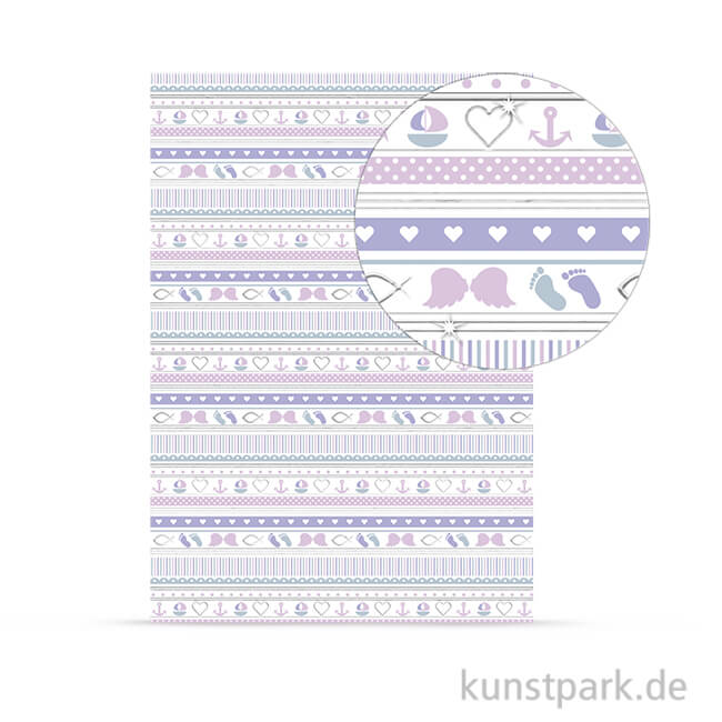 Artikelbild 1 des Artikels “Designkarton Meine Taufe - Mädchen Streifen, DIN A4, 200 g “