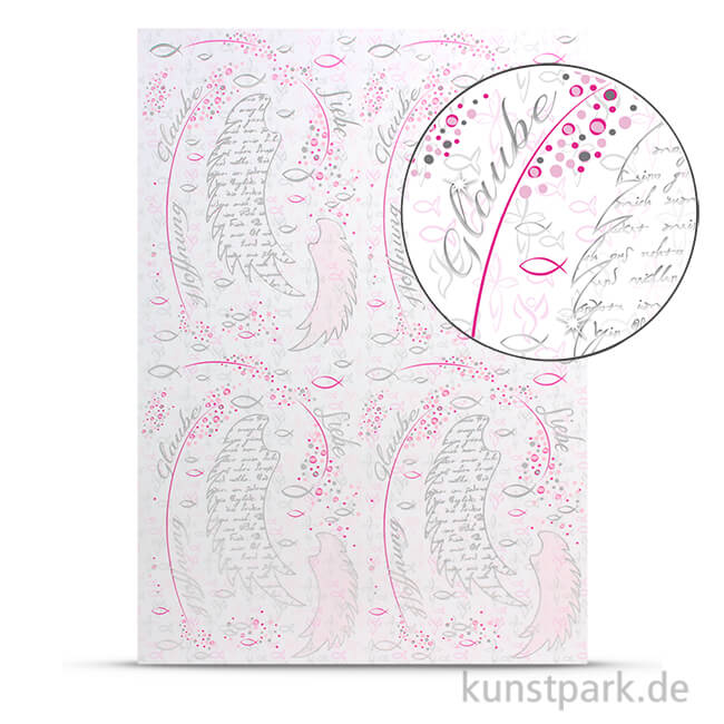 Artikelbild 1 des Artikels “Designkarton Religion - Weiß-Pink, DIN A4, 200 g “