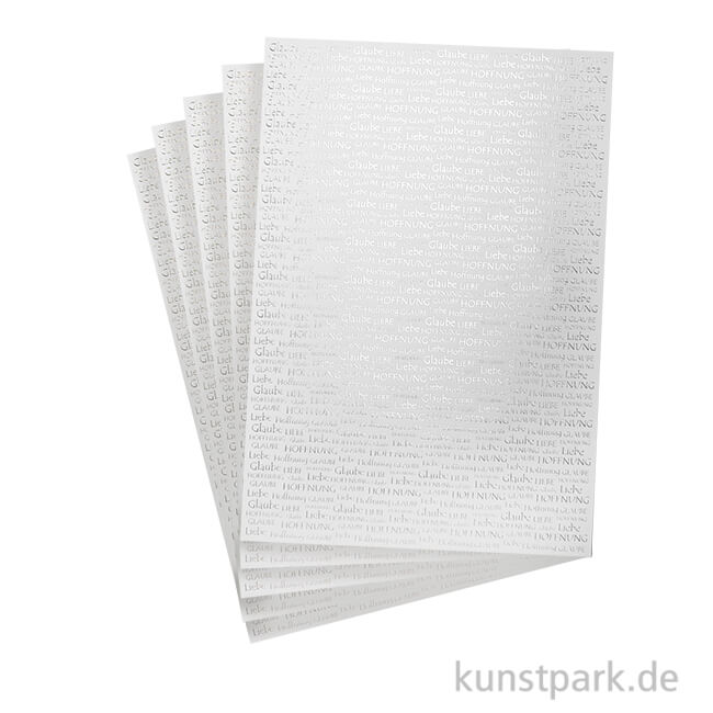 Artikelbild 1 des Artikels “Designkarton Silber - Liebe, Glaube, Hoffnung, DIN A4, 5 Blatt, 200g “