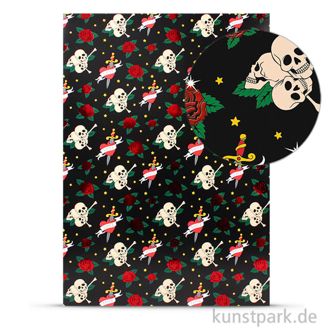 Artikelbild 1 des Artikels “Designkarton Skull - Rose, DIN A4, 200g “