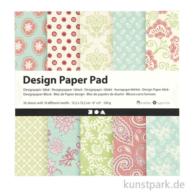Artikelbild 1 des Artikels “Designpapier-Block Flieder 50 Blätter mit 10 Motiven “