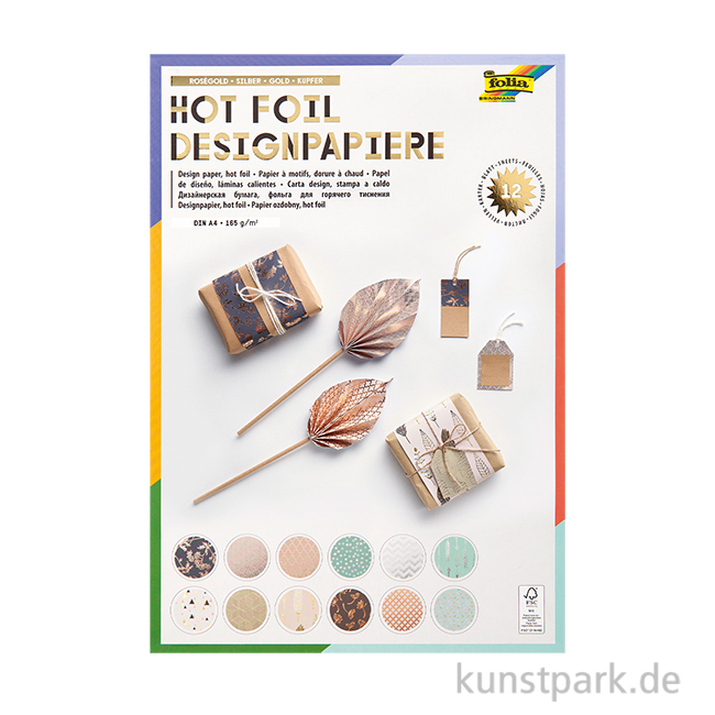 Artikelbild 1 des Artikels “Designpapier Block Hotfoil, DIN A4, 12 Blatt, 165g/m² “