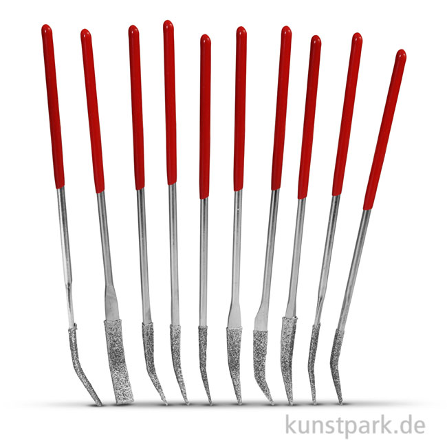 Artikelbild 1 des Artikels “Diamantsteinfeilen 10er-Set, gebogen mit Plastikgriff, Profiqualität “