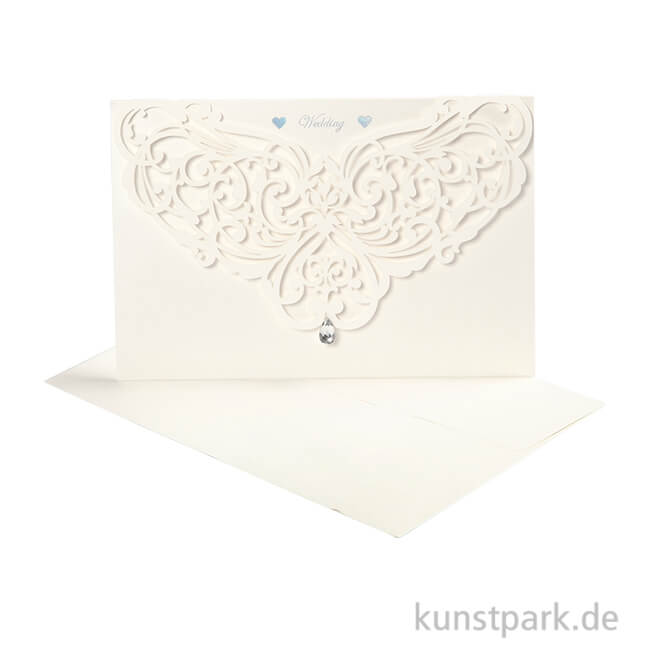 Artikelbild 1 des Artikels “Doppelkarte mit feinem Ausschnitt & Umschlag, 12 x 17,7 cm, 5 Stück - creme “