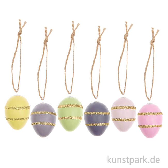 Artikelbild 1 des Artikels “Eier Deko Hänger - Goldstreifen, 6 Stück “
