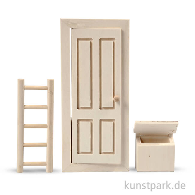 Artikelbild 1 des Artikels “Wichtelmöbel aus Holz, Größe 8x18 cm, 3 Stück sortiert “