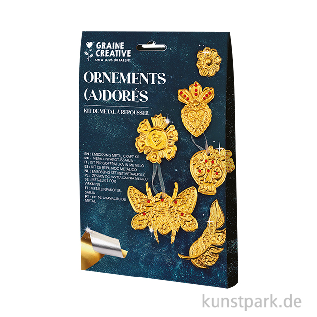 Artikelbild 1 des Artikels “Embossing Bastelset zum Metall prägen - Ornamente, Gold “